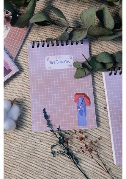 Rahmet Yağmuru Hicabi A 6 Tel Spiralli Kareli Not Defteri Notepad Memo Pad Bloknot