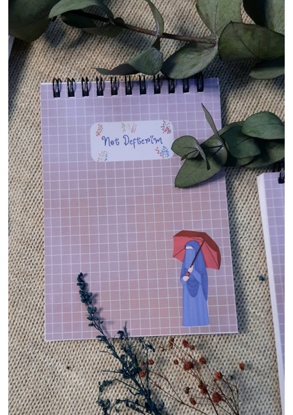 Rahmet Yağmuru Hicabi A 6 Tel Spiralli Kareli Not Defteri Notepad Memo Pad Bloknot