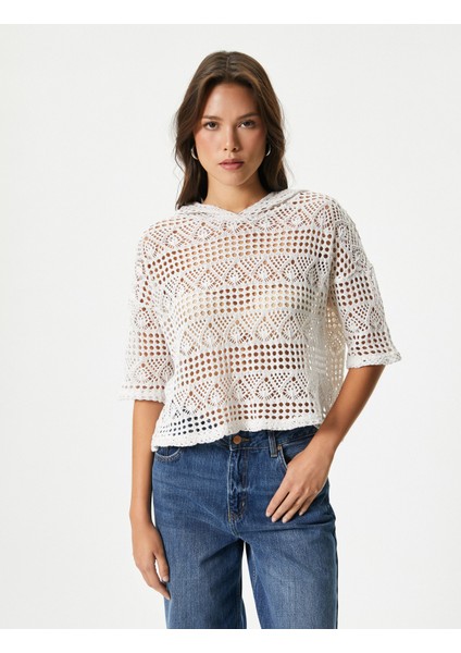 Crop Ajurlu Sweatshirt Kısa Kollu modelleri