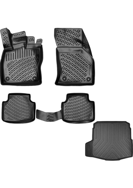 Vw Passat B8,5 3D Havuzlu Paspas + 3D Bagaj Havuzu Paspası Sedan 2019 Sonrası Siyah Renk - Rizline