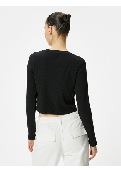 Uzun Kollu Tişört Baskı Detaylı Bisiklet Yaka Pamuklu fırsatları