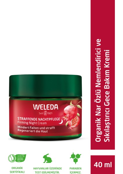 Pomegranate & Maca Peptides Organik Nar Özlü Nemlendirici ve Sıkılaştırıcı Gece Bakım Kremi 40 ml