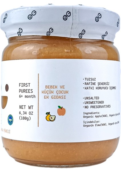 Organik Elma & Ayva Püresi 180 gr +6 Ay