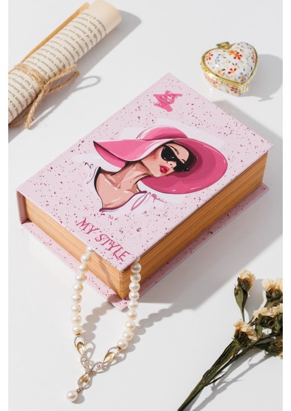 Şapkalı Kadın My Style Mini Kitap Kutu Takı Aksesuar Organizer