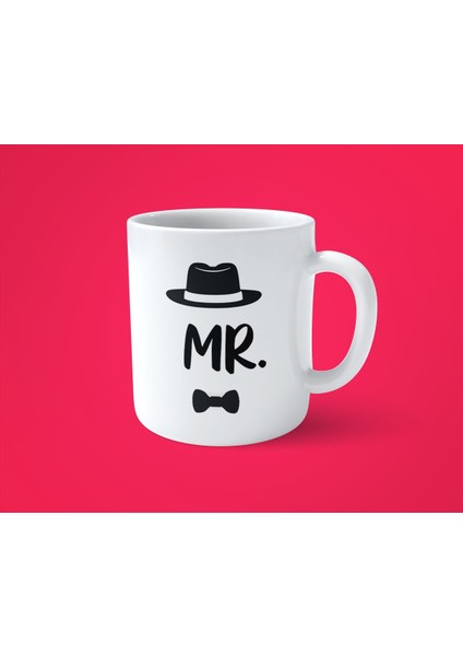 Mr & Mrs 2'li Sevgililere Eşlere Özel Baskılı Kupa Bardak