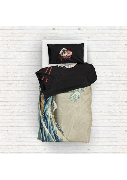 Great Wave Ramen Bowl & Kanagawa Oki Nami Ura Çift Taraflı Nevresim Takımı