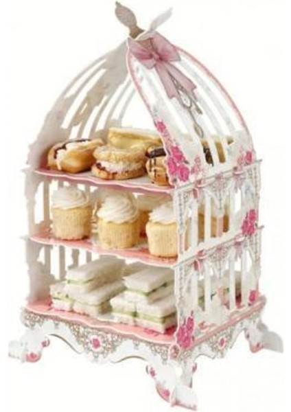 Karton Cupcake Stand Pembe Kafes Modeli