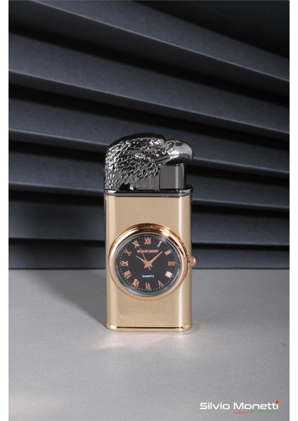 Altın Özel Tasarım Kapaklı Saatli Model Gazlı Çakmak 24CSM809MR03