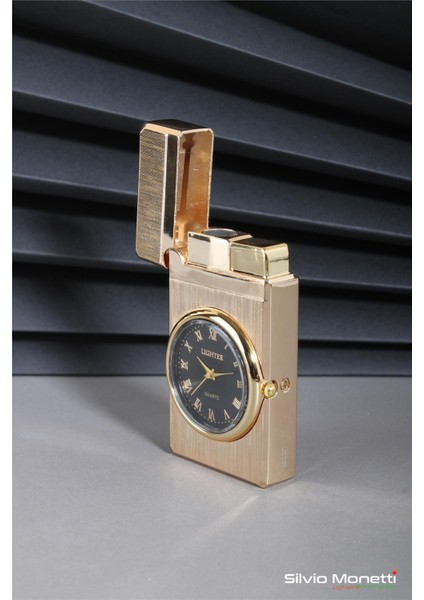 Altın Özel Tasarım Kapaklı Saatli Model Gazlı Çakmak 24CSM810MCZR03 modelleri