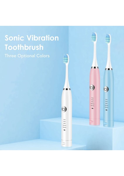 Yedek Kafa Stili 5 Ayarlanabilir Mod Elektrikli Sonic Titreşimli Diş Fırçası Su Geçirmez Şarj Edilebilir USB Diş Fırçası Diş Beyazlatma Ağız Bakımı (Yurt Dışından)