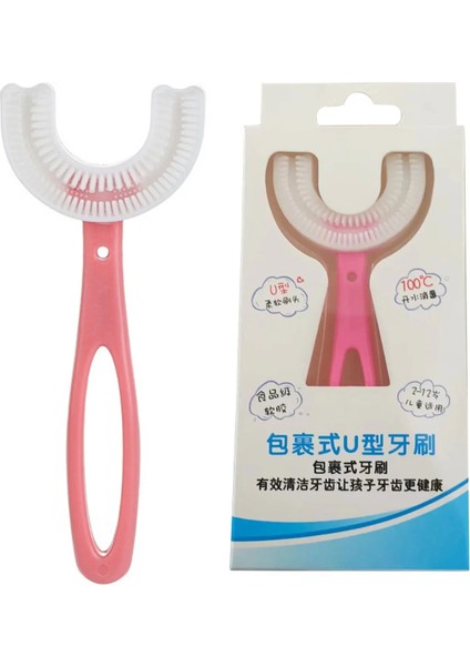 6-12T Pembe Stil Çocuk U-Şekilli Diş Fırçası F° Kapsamlı Temizleme Bebek Yumuşak Bebek Diş Dişleri Temiz Fırça Ağız Sağlığı Bakımı Yaş (Yurt Dışından)