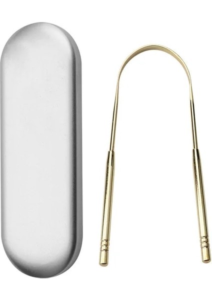 Altın ve Kutu Tarzı Dil Kazıyıcı Paslanmaz Çelik Ağız Dil Temizleyici Fırça Taze Nefes Temizleme Kaplamalı Dil Diş Fırçası W Kutusu Ağız Hijyeni Aracı (Yurt Dışından)