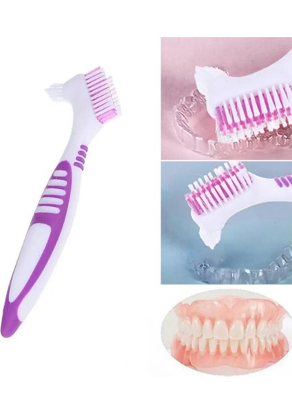 Turuncu Tarzı Çift Taraflı Protez Diş Fırçası Ergonomi Saplı Plastik Çok Katmanlı Kıllar Takma Dişler Ağız Bakımı Fırçası Ergonomi Yumuşak Ağız (Yurt Dışından) fırsatları