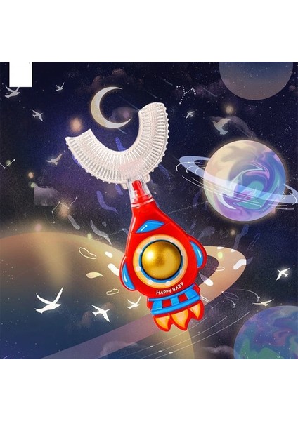 No.4 Tarzı Bebek Toothbruldre Derece U-Şekilli Çocuk Diş Fırçası Dişlikleri Yumuşak Silikon Astronot Bebek Fırçası Çocuklar Diş Temizleme (Yurt Dışından)