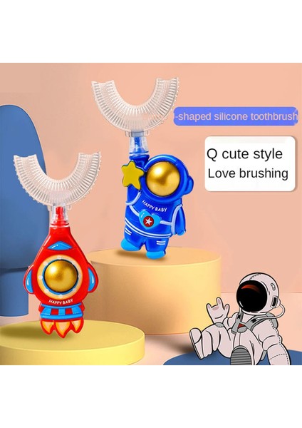 No.4 Tarzı Bebek Toothbruldre Derece U-Şekilli Çocuk Diş Fırçası Dişlikleri Yumuşak Silikon Astronot Bebek Fırçası Çocuklar Diş Temizleme (Yurt Dışından)
