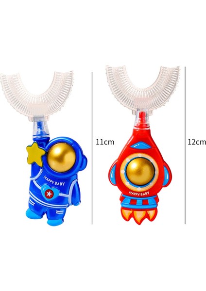 No.4 Tarzı Bebek Toothbruldre Derece U-Şekilli Çocuk Diş Fırçası Dişlikleri Yumuşak Silikon Astronot Bebek Fırçası Çocuklar Diş Temizleme (Yurt Dışından)