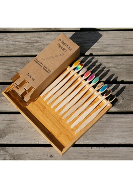 SIYAH-10PC Tarzı Olorful Diş Fırçası Doğal Bambu Diş Fırçası Seti Yumuşak Kıl Kömür Dişleri Eko Bambu Diş Fırçaları Diş Ağız Bakımı (Yurt Dışından)