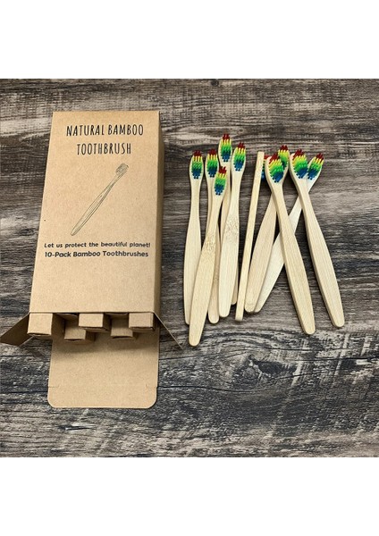 SARI-10PC Tarzı Olorful Diş Fırçası Doğal Bambu Diş Fırçası Seti Yumuşak Kıl Kömür Dişleri Eko Bambu Diş Fırçaları Diş Ağız Bakımı (Yurt Dışından)