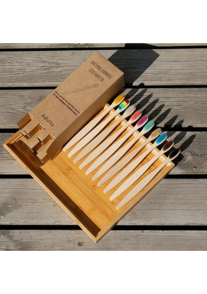 SARI-10PC Tarzı Olorful Diş Fırçası Doğal Bambu Diş Fırçası Seti Yumuşak Kıl Kömür Dişleri Eko Bambu Diş Fırçaları Diş Ağız Bakımı (Yurt Dışından)