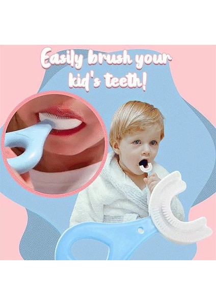 Mavi Stil Çocuk U Şekli Diş Fırçası Yumuşak Silikon Fırça Kafası ile Manuel Diş Temizleme Erkek Kız Için Ağız Bakımı Temizleme (Yurt Dışından) modelleri