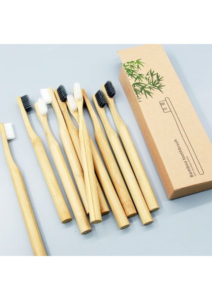 Kumral Tarzı Bambu Kömür Diş Fırçası Doğal Çevre Dostu Ürünler Vegan Sıfır Atık Yumuşak Fırça Diş Fırçaları Ağız Temizleme Bakım Araçları (Yurt Dışından) fiyatları