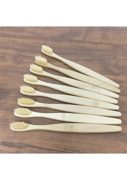 8 Adet Bej Tarzı 8 Adet Çevre Bambu Kömür Gökkuşağı Diş Fırçası Ağız Sağlığı Düşük Karbonlu Yumuşak Kıl Ahşap Saplı Yetişkin Diş Fırçası (Yurt Dışından)