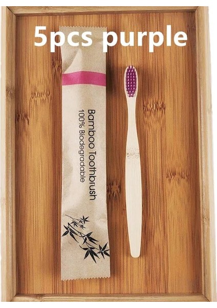 5 Adet Mor Tarzı Bambu Diş Fırçaları Çevre Dostu Diş Fırçaları Taşınabilir Yeniden Kullanılabilir Yetişkin Ahşap Yumuşak Diş Fırçası Ev Seyahat Otel Kullanımı Için (Yurt Dışından)