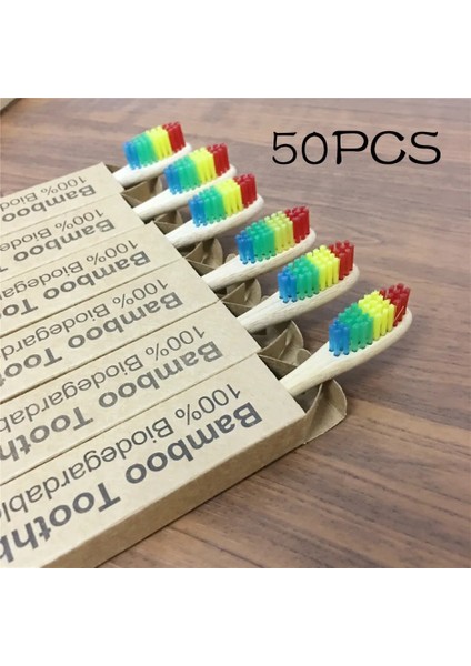 Diş Fırçası Kutusu Tarzı 50 Paket Doğal Bambu Diş Fırçası Çevre Dostu Ahşap Gökkuşağı Diş Fırçaları Yumuşak Kıllar Yetişkinler Diş Seyahat Fırçası Durumda Ağız Bakımı (Yurt Dışından) modelleri