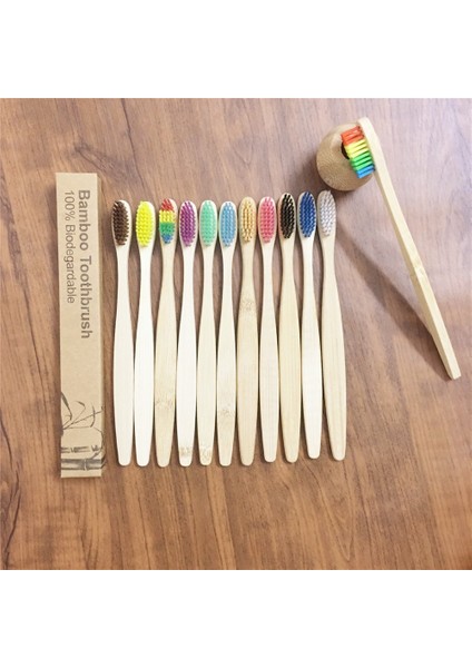 Diş Fırçası Kutusu Tarzı 50 Paket Doğal Bambu Diş Fırçası Çevre Dostu Ahşap Gökkuşağı Diş Fırçaları Yumuşak Kıllar Yetişkinler Diş Seyahat Fırçası Durumda Ağız Bakımı (Yurt Dışından) fırsatları