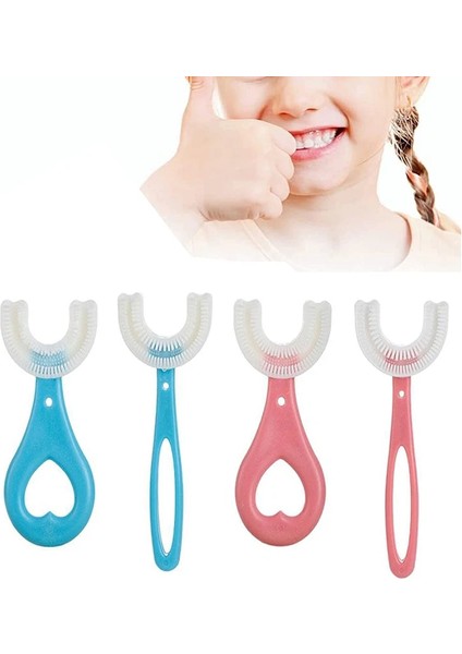 Mavi Stil Çocuk U Şekli Diş Fırçası Yumuşak Silikon Fırça Kafası ile Manuel Diş Temizleme Erkek Kız Için Ağız Bakımı Temizleme (Yurt Dışından) indirimleri