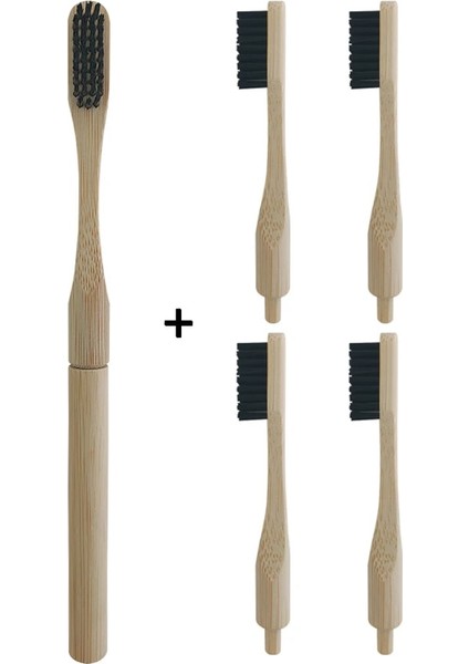 1 Adet Bej 1 Kafa Stili Bambu Diş Fırçası Plug-In Yedek Fırça Başlıkları ile Değişim Kafası Toothbush Diş Bakımı Seyahat Yaşam Banyosu Için Temizleme Fırçaları (Yurt Dışından)