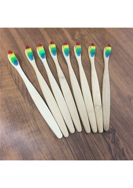 8 Adet Gökkuşağı Tarzı 8 Adet Çevre Bambu Kömür Gökkuşağı Diş Fırçası Ağız Sağlığı Düşük Karbonlu Yumuşak Kıl Ahşap Saplı Yetişkin Diş Fırçası (Yurt Dışından)