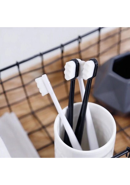 Beyaz Bambu Dalgalı Stil Ultra-Ince Yumuşak Diş Fırçası Milyon Nano Kıl Yetişkin Diş Fırçası Diş Derin Temizleme Taşınabilir Seyahat Diş Ağız Bakımı Fırçası (Yurt Dışından)