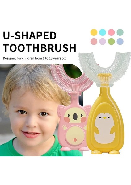 L Tarzı Bebek Toothbruldre Derece U-Şekilli Çocuk Diş Fırçası Dişlikleri Yumuşak Silikon Bebek Fırçası Çocuklar Dişleri Ağız Bakımı Temizleme (Yurt Dışından)