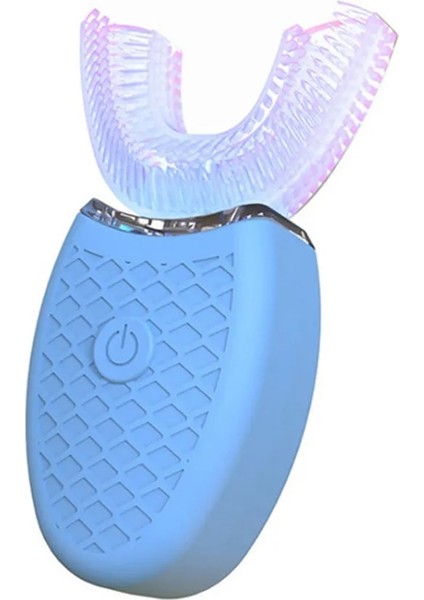 Mavi Stil 360 Derece Otomatik Sonic Elektronik Diş Fırçası USB Şarj Edilebilir 4 Mod U Şekli Kafa Silikon Fırça Ağız Bakımı Diş Temizleme (Yurt Dışından)