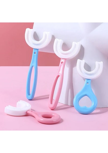 Kısa Mavi Stil Bebek Toothbru Derece U-Şekilli Çocuk Diş Fırçası Dişlikleri Bebek Fırçası Silikon Çocuklar Dişleri Ağız Bakımı Temizleme (Yurt Dışından) fırsatları