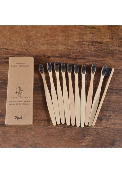 10PC Bambu Kömür Tarzı Olorful Diş Fırçası Doğal Bambu Diş Fırçası Seti Yumuşak Kıl Kömür Dişleri Eko Bambu Diş Fırçaları Diş Ağız Bakımı (Yurt Dışından)