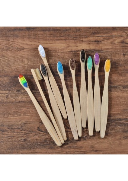 10 Parça Gökkuşağı Stili Olorful Diş Fırçası Doğal Bambu Diş Fırçası Seti Yumuşak Kıl Kömür Dişleri Eko Bambu Diş Fırçaları Diş Ağız Bakımı (Yurt Dışından)