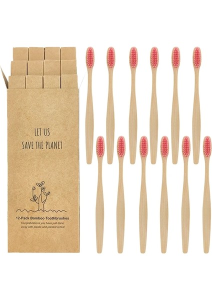 Pembe Tarzı Doğal Renkli Bambu Diş Fırçası Bambu Doğal Kömür Diş Fırçası Çevre Dostu Yumuşak Korkuluk Ahşap Bambu-Diş Fırçası (Yurt Dışından)