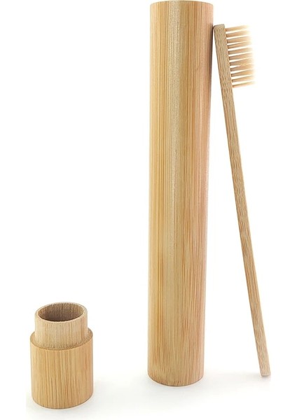 492-C-1 Stili 1 Adet Bambu Tüp Çevre Dostu Doğal Bambu Diş Fırçası Seyahat Çantası Doğal Organik Biyobozunur ve Bambu Diş Fırçası (Yurt Dışından)
