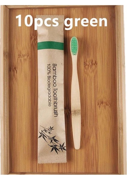 10 Adet Yeşil Stil Bambu Diş Fırçaları Çevre Dostu Diş Fırçaları Taşınabilir Yeniden Kullanılabilir Yetişkin Ahşap Yumuşak Diş Fırçası Ev Seyahat Otel Kullanımı Için (Yurt Dışından)