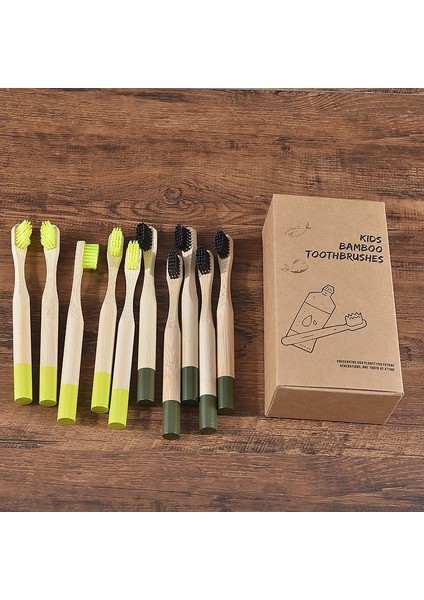 Resim Çocuk Stili Olarak 10 Adet Çocuklar Bambu Diş Fırçası Yumuşak Kıllar Eko Biyobozunur Plastik Içermeyen Ağız Bakımı Diş Fırçaları Çocuk Bambu Diş Fırçası (Yurt Dışından)