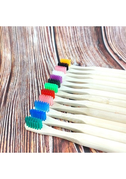 Mavi Göl Stili Lot Doğal Renkli Bambu Ahşap Diş Fırçası Çocuk Bambu Ahşap Yumuşak Diş Fırçaları Kömür Reusabke Diş Fırçası Seti (Yurt Dışından)