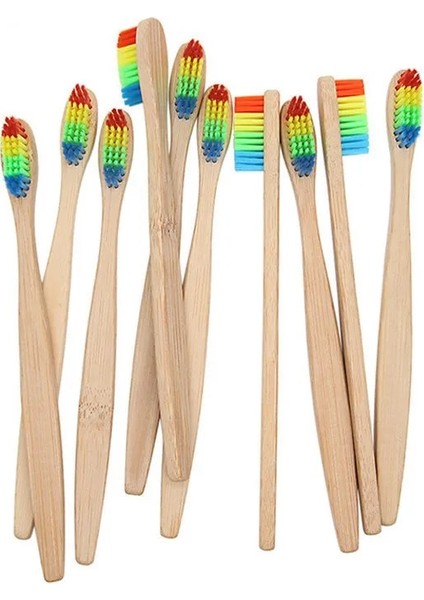 2 Adet Tarzı 4 Adet Diş Fırçası Bambu Saplı Gökkuşağı Beyazlatma Yumuşak Kıl Bambu Diş Fırçası Seti Seyahat Çevre Dostu Ahşap Diş Diş Fırçası (Yurt Dışından)