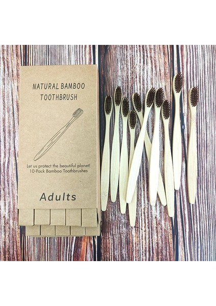 Kahverengi Tarzı Lot Bambu Ahşap Diş Fırçası Yumuşak Saç Korkuluk Diş Fırçaları Doğal Bambu Kömür Diş Fırçası Eksiz Kraft Paketi (Yurt Dışından)