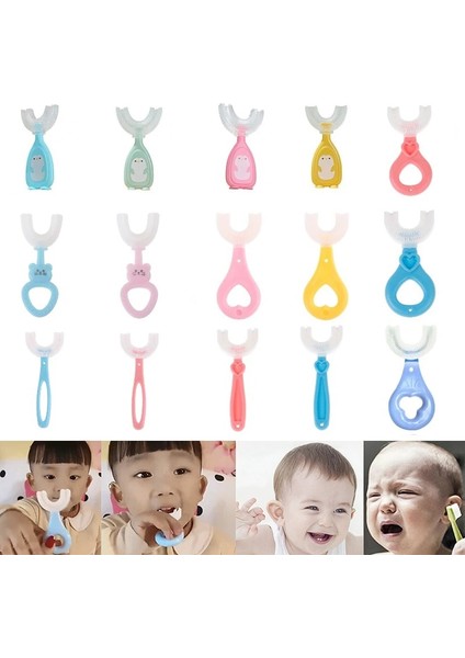 A0 Stili Sevimli Yumuşak Gıda Sınıfı Silikon Dişlikleri Çocuk Diş Fırçası Derecesi U-Şekilli Diş Fırçası Dişlikleri Bebek Fırçası Diş Ağız Bakımı (Yurt Dışından)