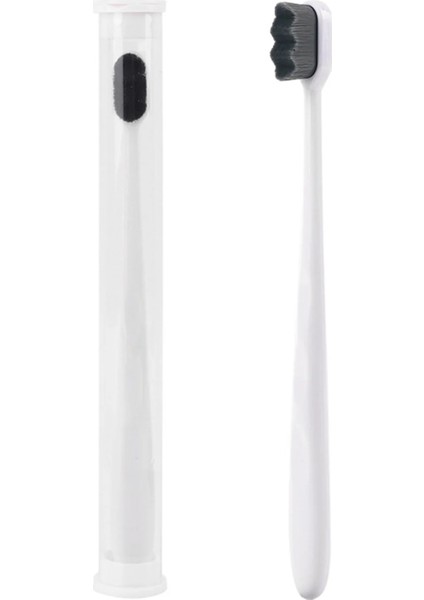 Siyah Beyaz Tarzı Ekstra Yumuşak Diş Fırçası Mikro Nano + Floss Kıl Diş Fırçası Ultra Yumuşak Yetişkin Diş Fırçası Derin Temizleme Dişleri Ağız Bakımı (Yurt Dışından)