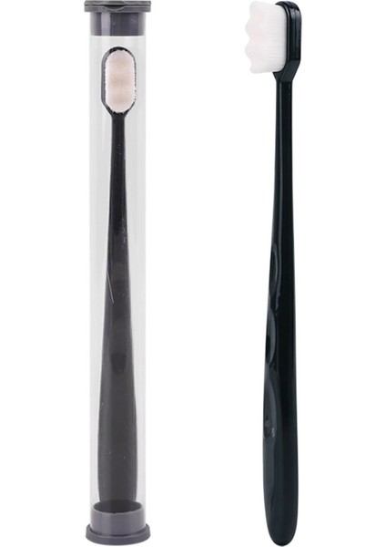 Siyah Beyaz Tarzı Ekstra Yumuşak Diş Fırçası Mikro Nano + Floss Kıl Diş Fırçası Ultra Yumuşak Yetişkin Diş Fırçası Derin Temizleme Dişleri Ağız Bakımı (Yurt Dışından)