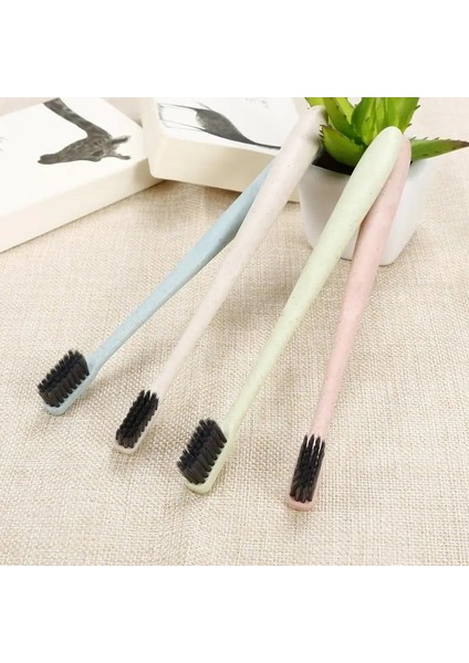 Mavi Stil 1 Adet Buğday Samanı Sapı Yumuşak Bambu Kömür Diş Fırçası Diş Temizleme Brusheortable Seyahat Toz Geçirmez Diş Fırçası Kapağı (Yurt Dışından) modelleri