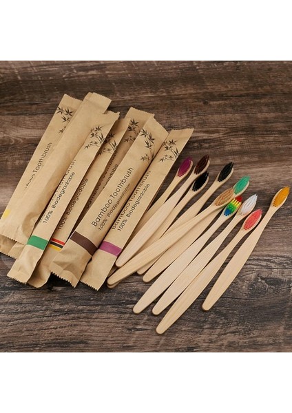 No.3 Tarzı Olorful Diş Fırçası Doğal Bambu Diş Fırçası Seti Yumuşak Kıl Kömür Dişleri Eko Bambu Diş Fırçaları Dişler Ağız Bakımı (Yurt Dışından)